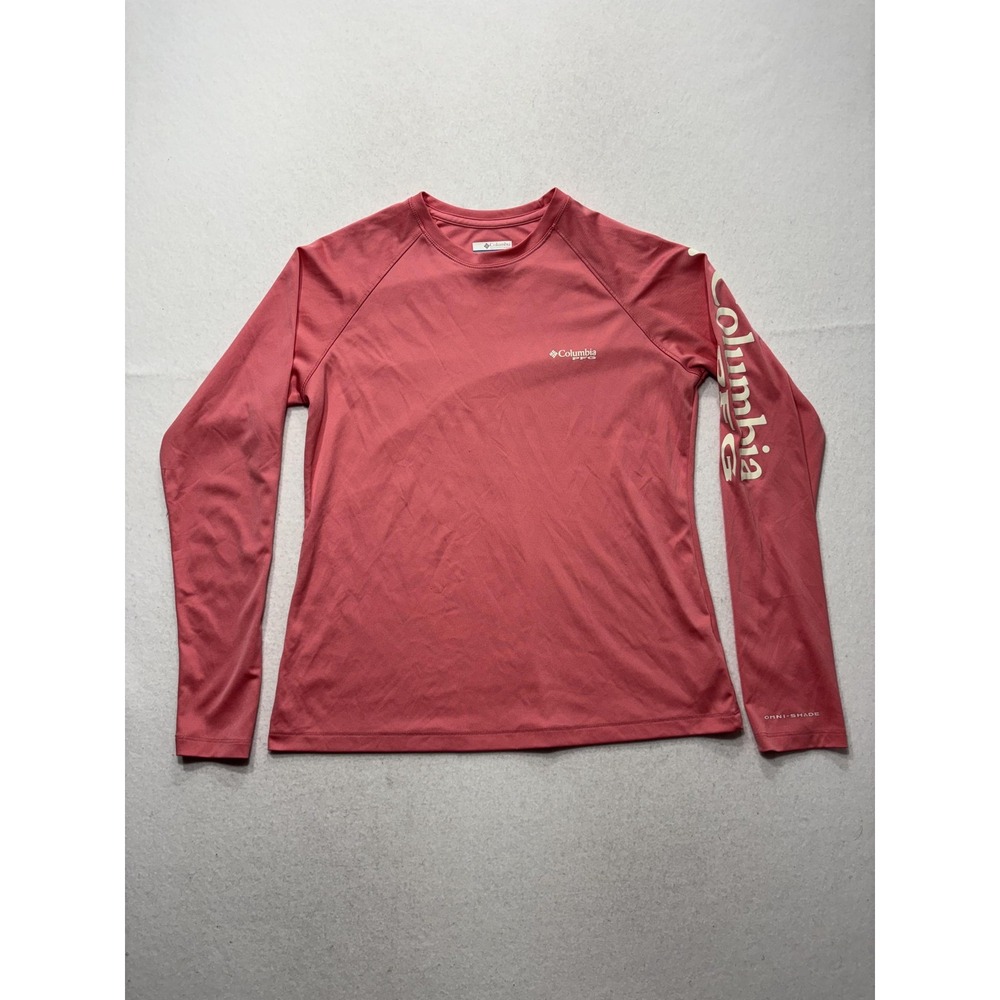 Columbia PFG Omni-Shade Shirt Mens Medium Pink Long Sleeve Fishing Lightweight